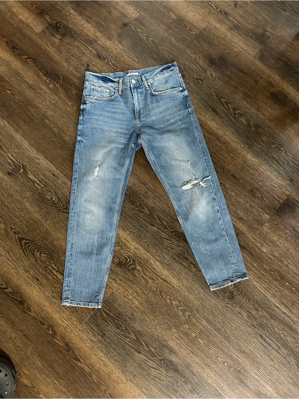 Dex Light Blue Distressed Ankle Jeans